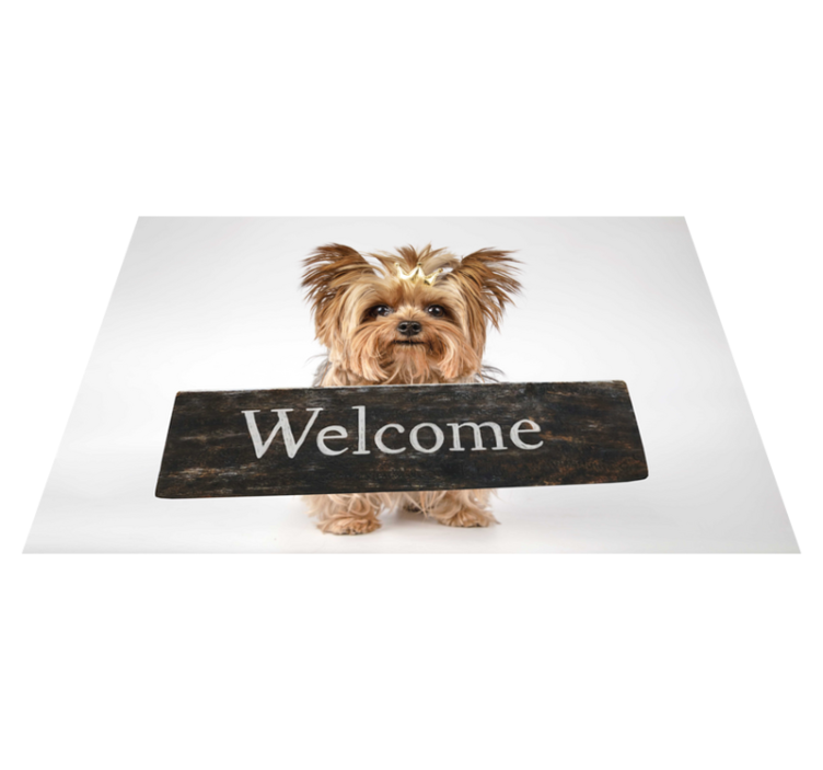 Welcome with dog entrance hall tiles - TenStickers