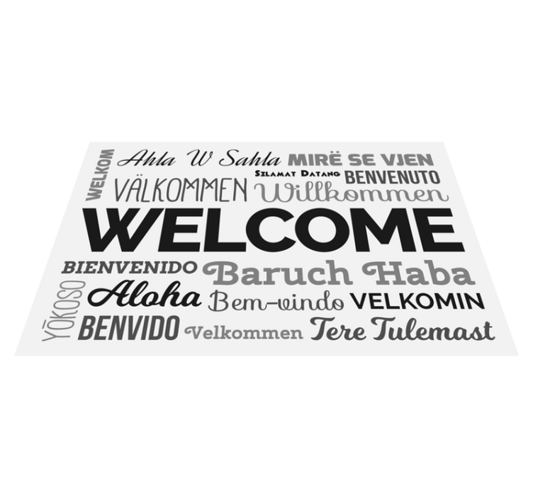 Multilingual Welcome Design entrance hall vinyl rug - TenStickers
