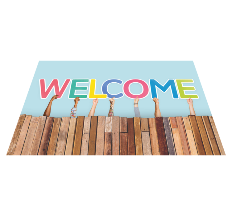 Welcome with hands entrance hall tiles - TenStickers