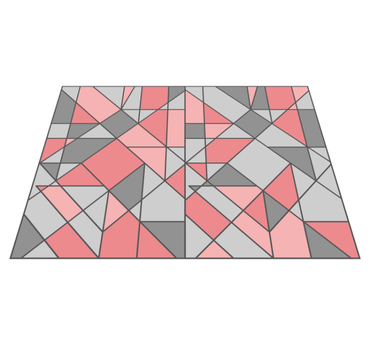 Pink and gray triangle art pattern floor rug - TenStickers