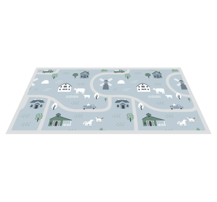 Playful Farm Theme playroom vinyl rug - TenStickers
