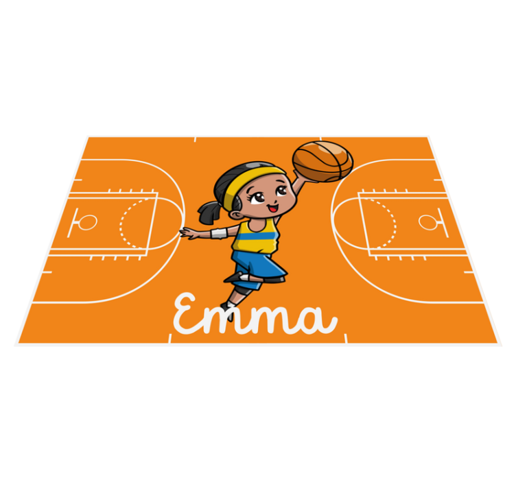Girl basketball player with name custom mat - TenStickers