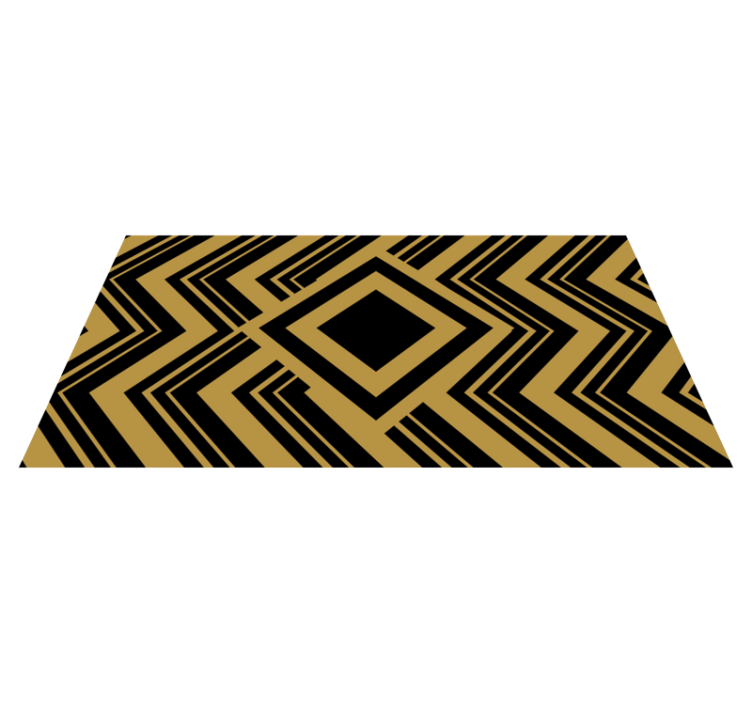 Gold and black geometric pattern tile carpet - TenStickers