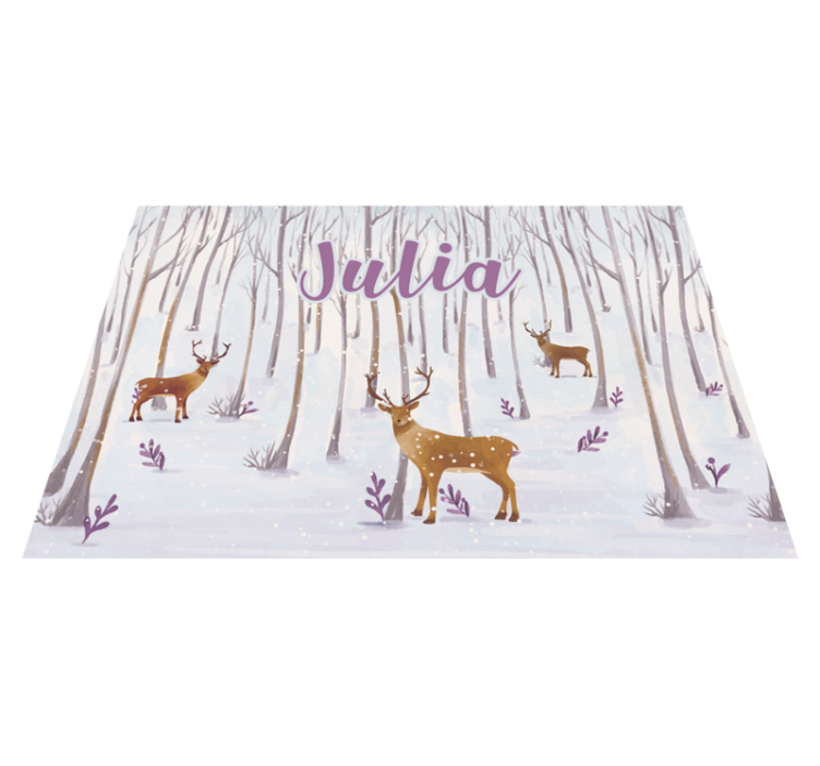 Winter Forestscape custom vinyl rug - TenStickers