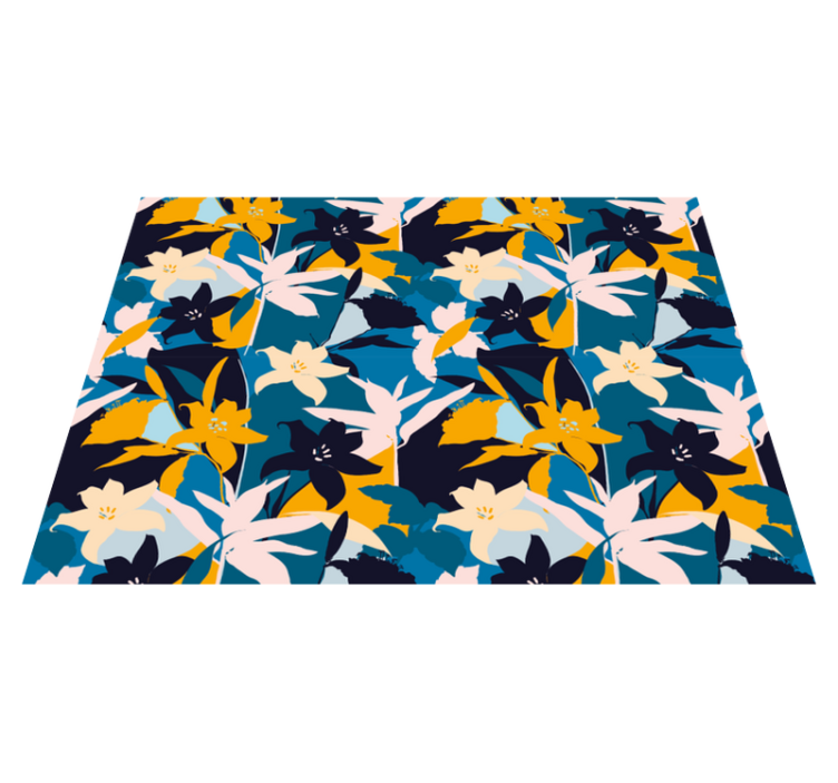 colored lilies floral pattern floral rug - TenStickers