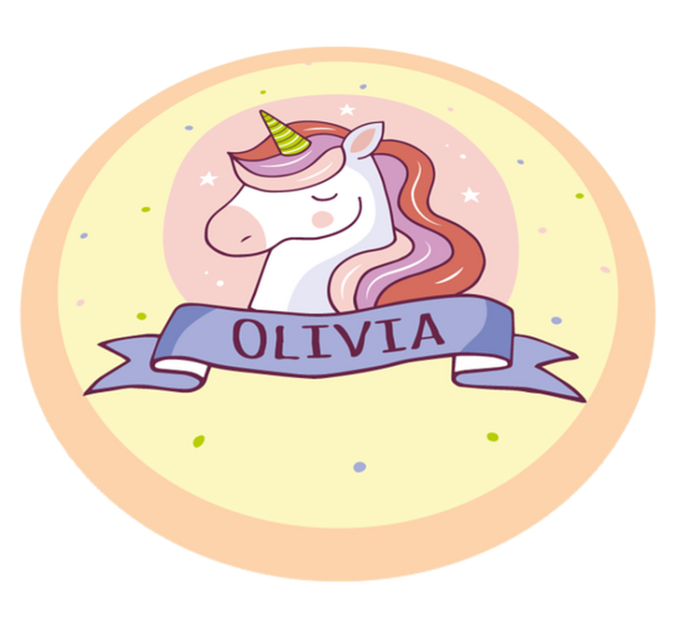 unicorn profile with customisable name circular rug - TenStickers
