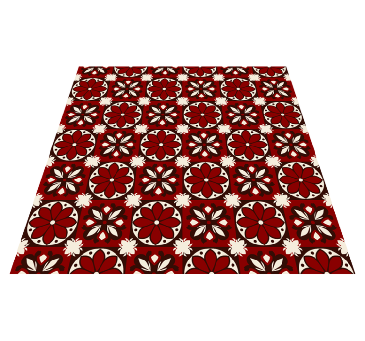 Vintage tile pattern red vinyl rug - TenStickers