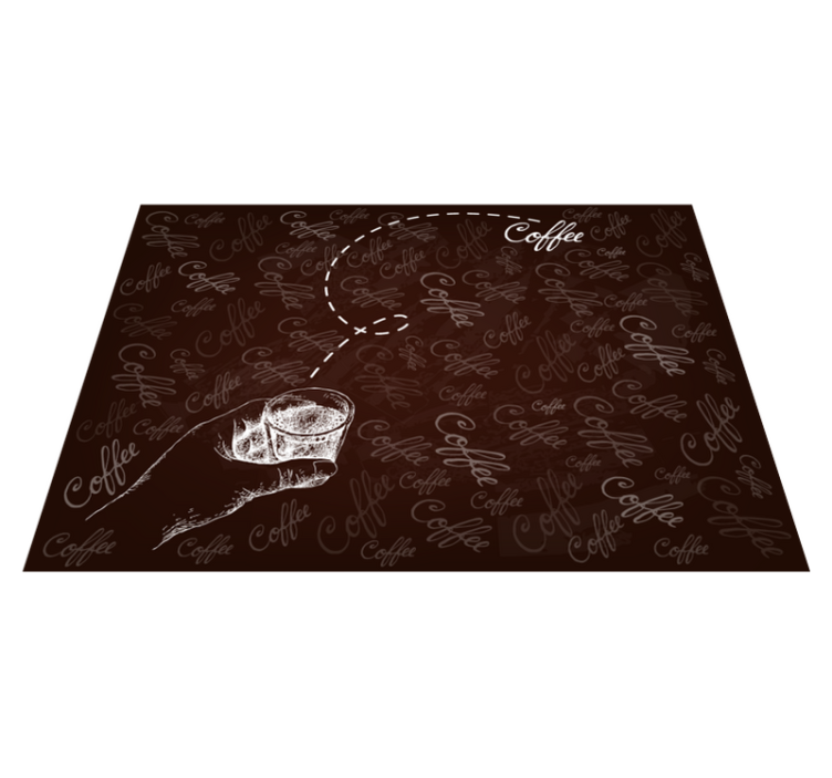 Calligraphic Beverage Motif custom vinyl rug - TenStickers