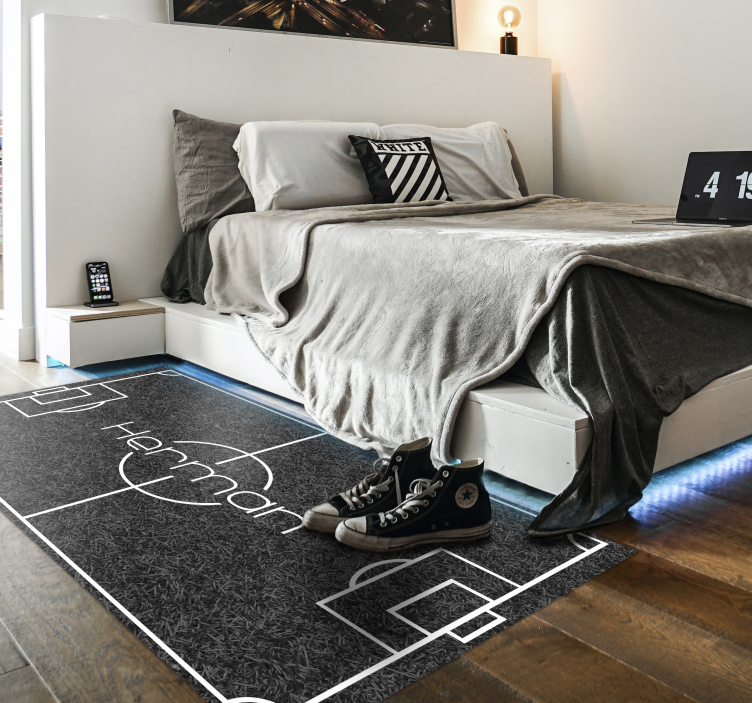 Football pitch with name gaming vinyl rug - TenStickers