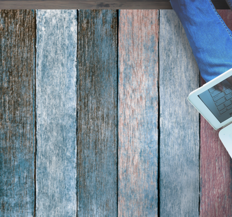 Blue and pink planks wood vinyl rug - TenStickers