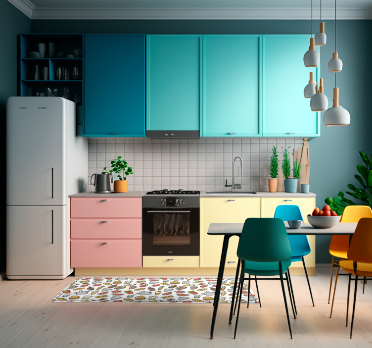 Food icons pattern modern rug - TenStickers