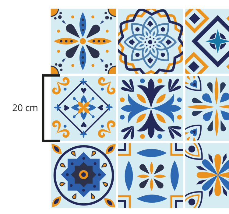 Blue background tiles pattern tile carpet - TenStickers