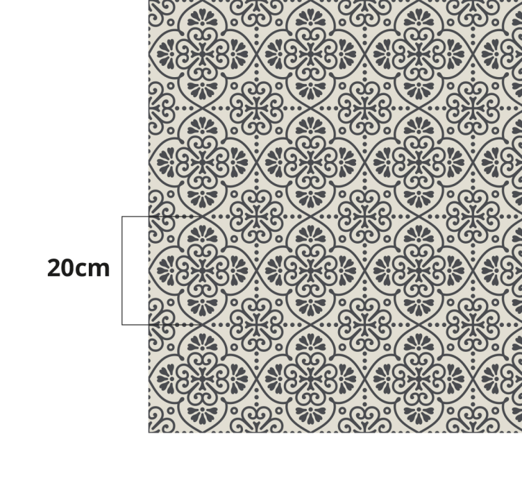 Beige and black flower style tile carpet - TenStickers