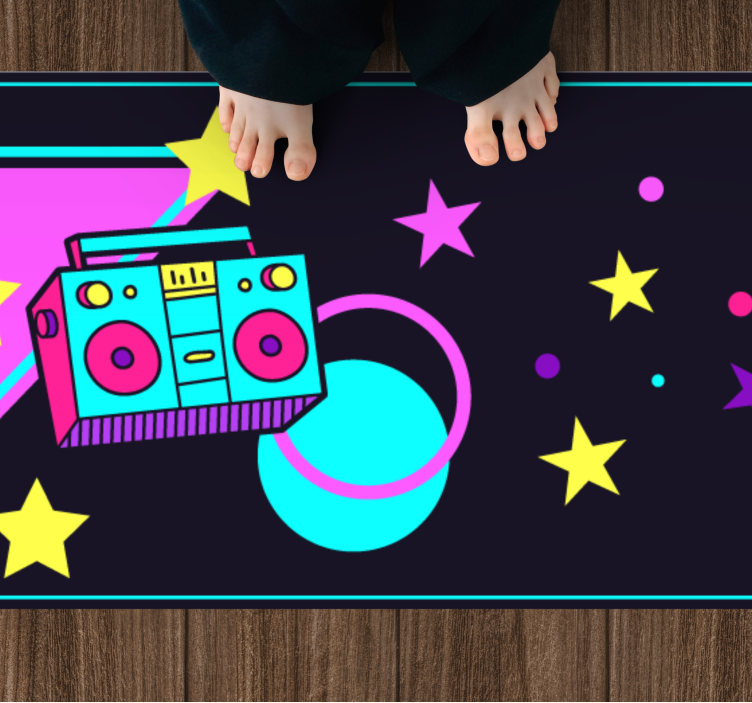 80s style colorful boombox vintage rug - TenStickers