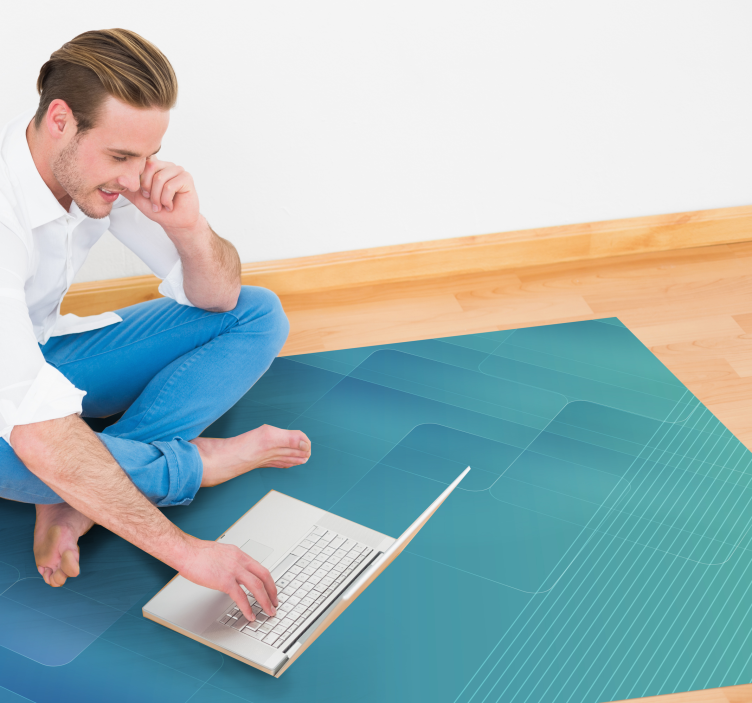 Abstract blue and white digital modern rug - TenStickers