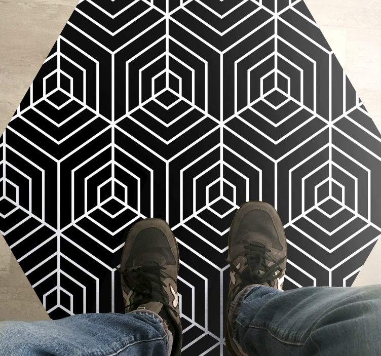 Abstract lines hexagon shape stripes carpet - TenStickers