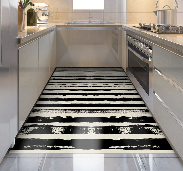 Abstract Monochrome kitchen vinyl rug - TenStickers