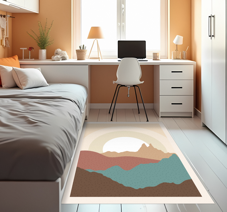 Abstract Mountain Layers nature vinyl rug - TenStickers
