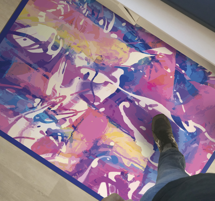 Abstract multi colored modern vinyl rug - TenStickers