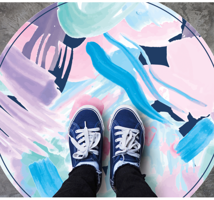Abstract watercolor floral pattern circular rug - TenStickers