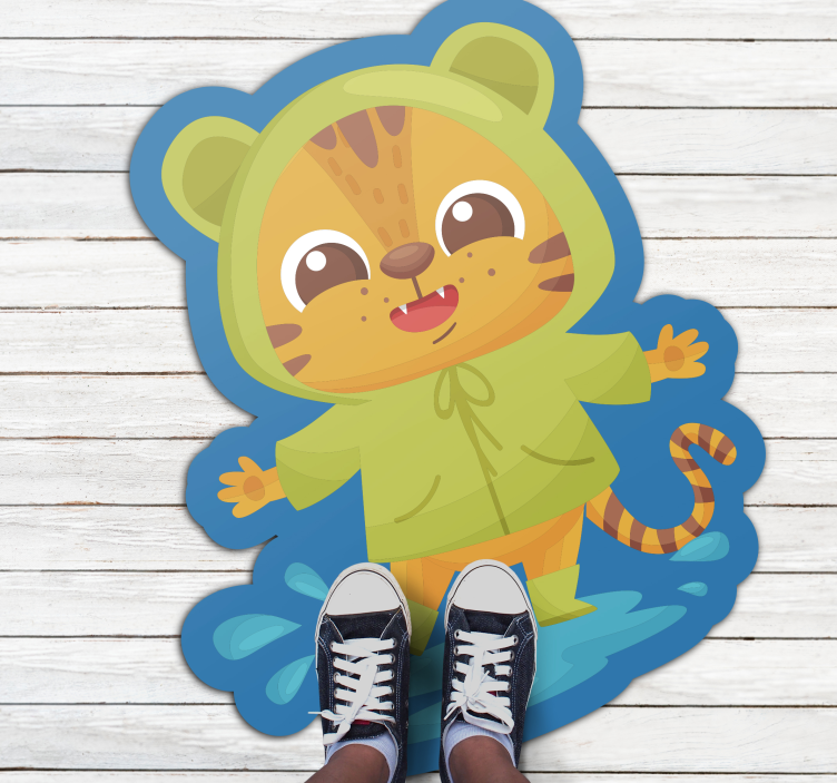 Adorable anime tiger vinyl rug - TenStickers