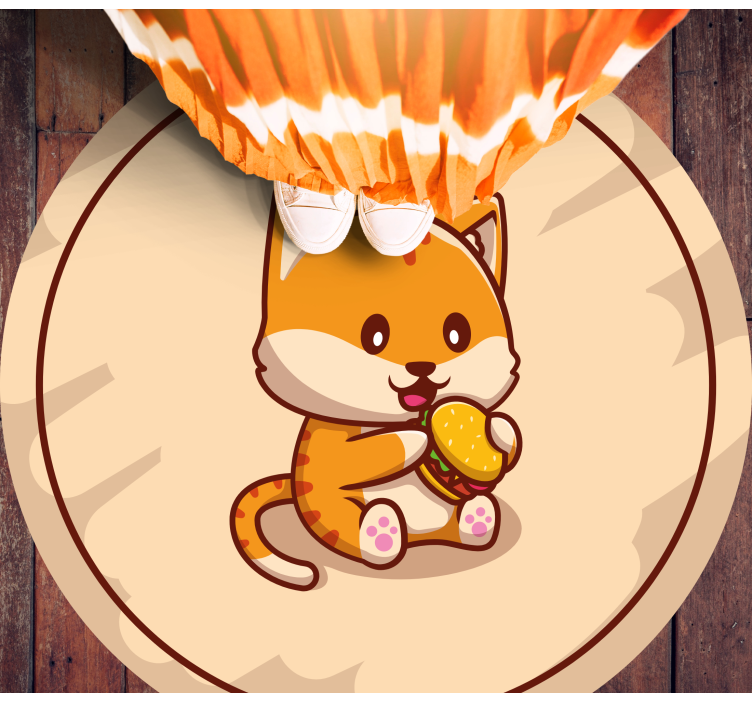 Baby cat with sandwich kids vinyl rug - TenStickers