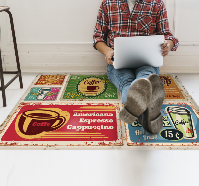 Amercian coffee vintage vinyl rugs - TenStickers
