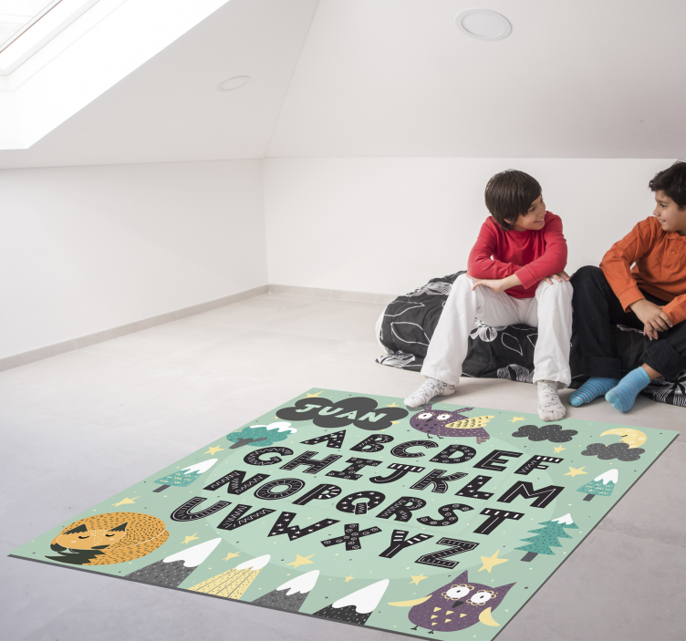 Animal Alphabet Vinyl rug with Name - TenStickers