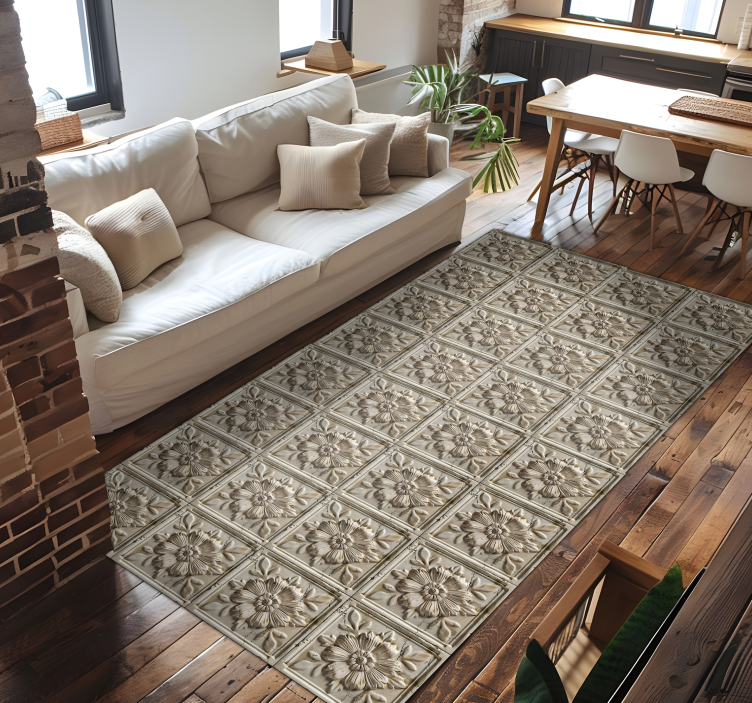 Antic tiles beige vinyl rug - TenStickers