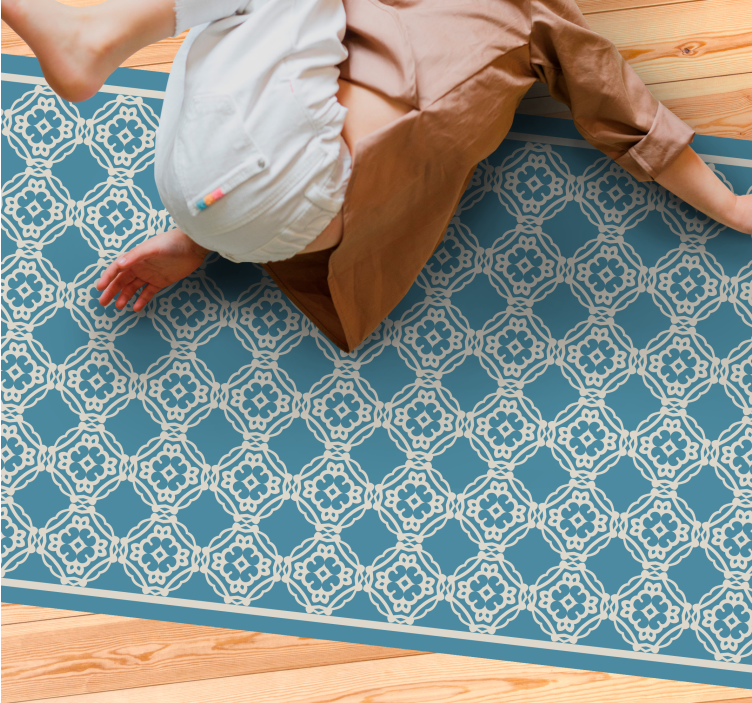 Antique vintage blue white pattern vintage rug - TenStickers