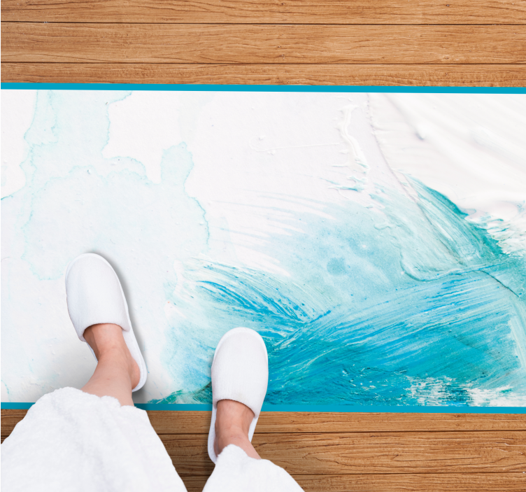 Aqua abstract swirl vinyl rug - TenStickers