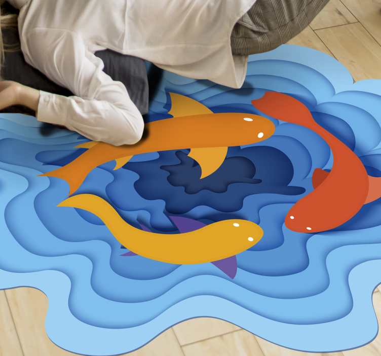 Aquatic Koi Pattern animal vinyl rug - TenStickers