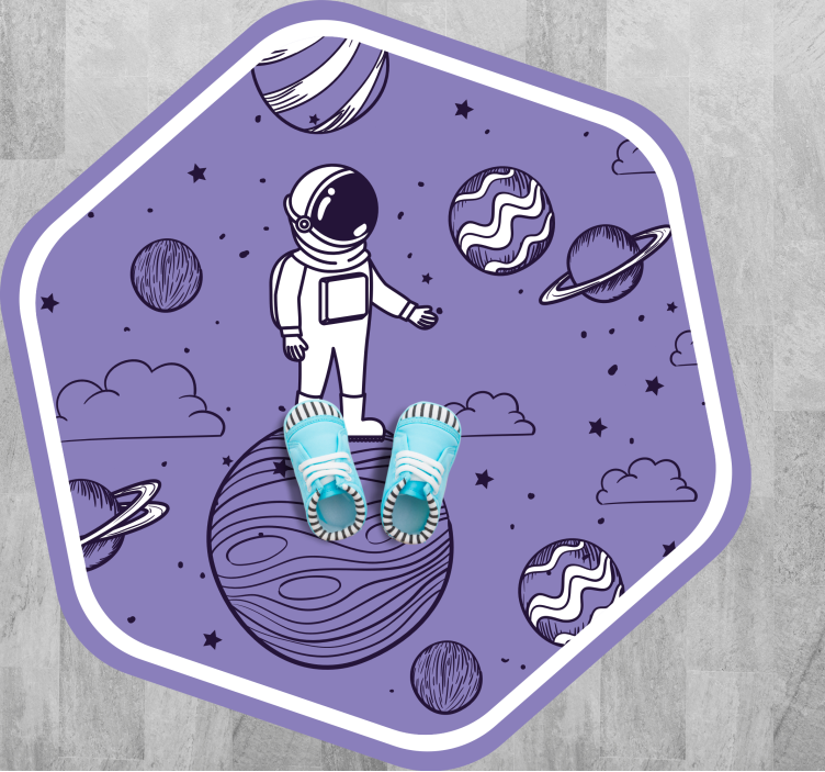 Astronaut draw with planets bedroom rug - TenStickers