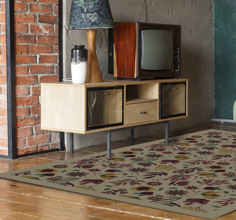 Autumn Botanical Motifs flower vinyl rug - TenStickers