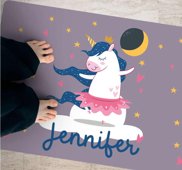 Ballerina unicorn on cloud personalised mat - TenStickers