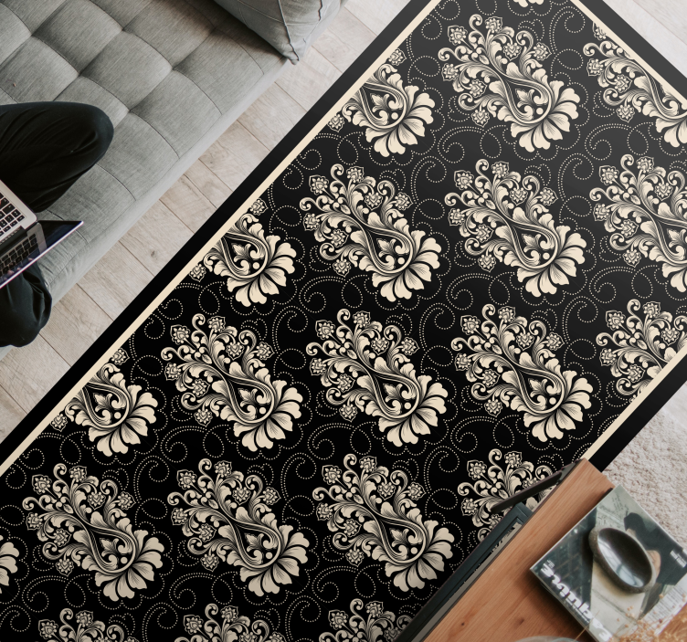 Baroque Floral Pattern vintage vinyl rug - TenStickers