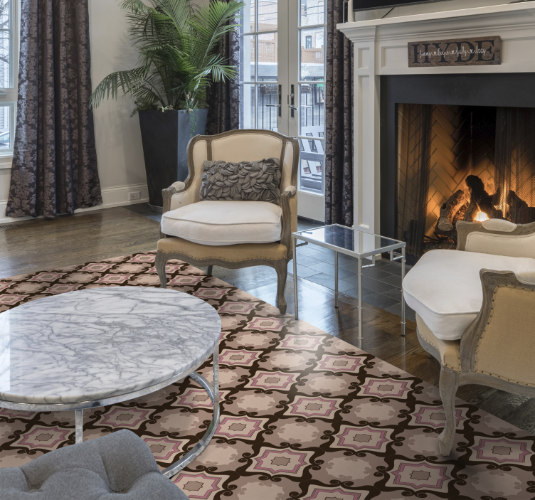 Marvellous barroque tiles vintage vinyl rug - TenStickers