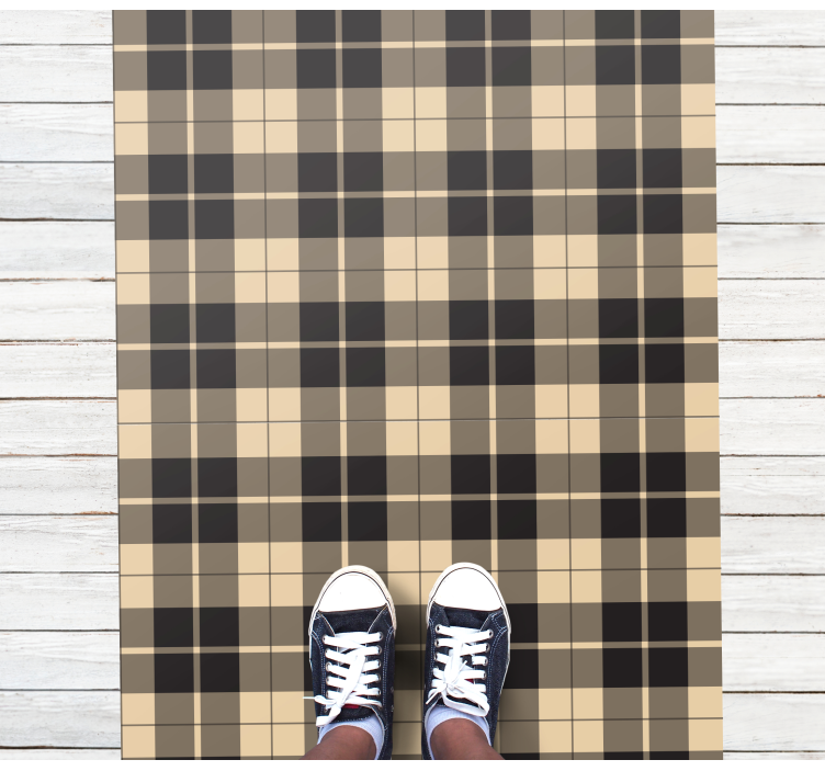 Beige and black plaid pattern rectangular rug - TenStickers
