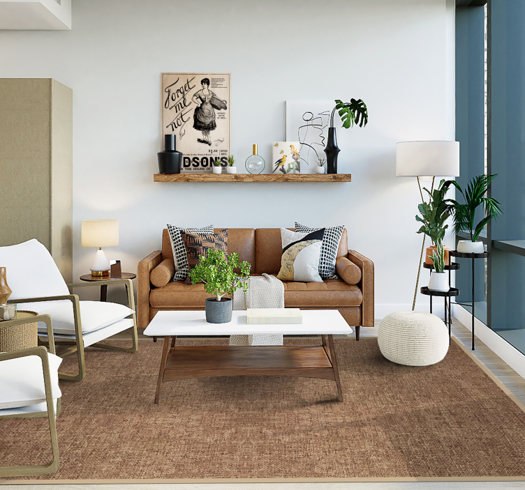 Beige colour natural fiber texture carpet - TenStickers