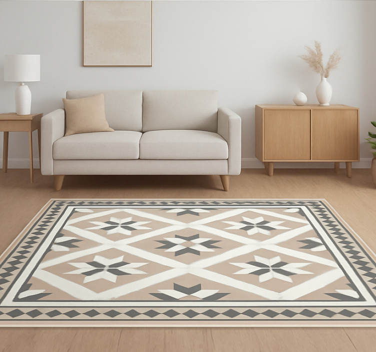 Beige Moroccan style tile vinyl rug - TenStickers