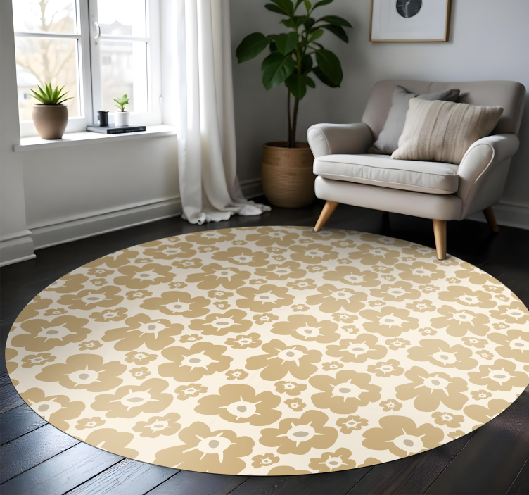Beige poppies flower vinyl rug - TenStickers