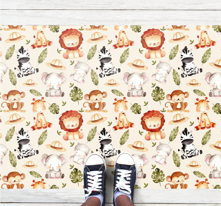 Beige safari kids vinyl rug - TenStickers
