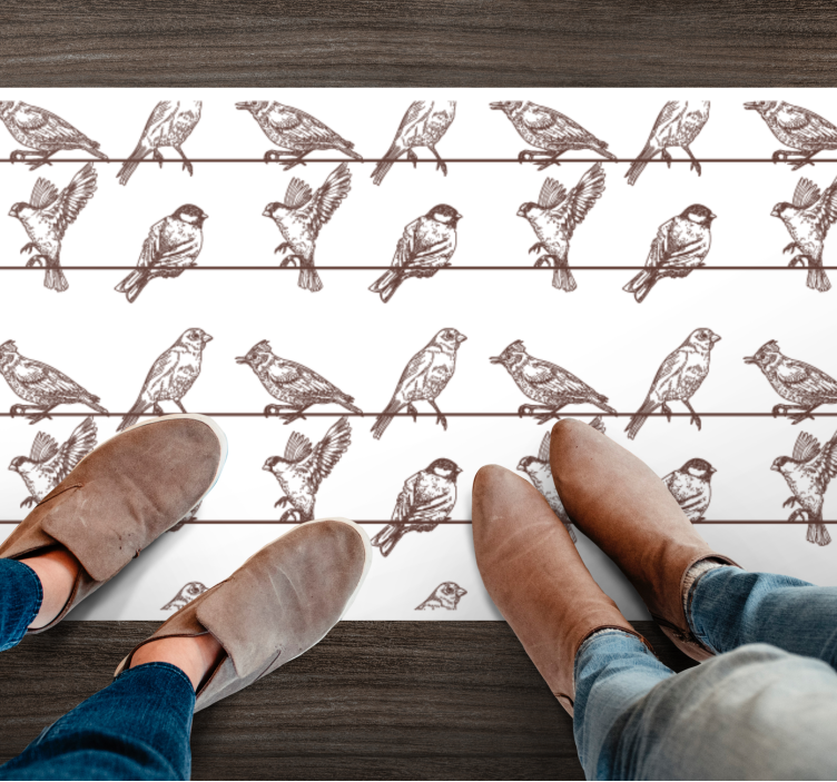 Birds on wires animal vinyl rug - TenStickers