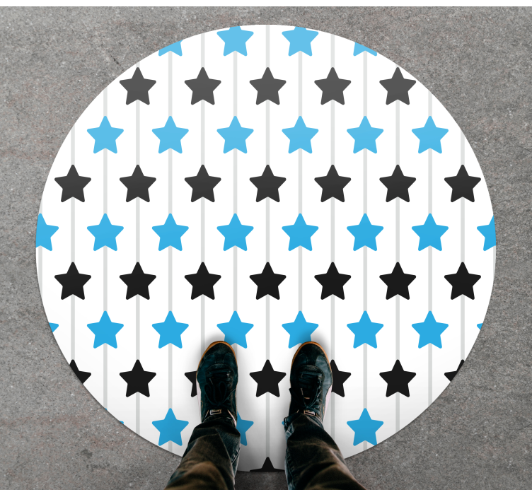 Black and blue stars geometric rugs - TenStickers