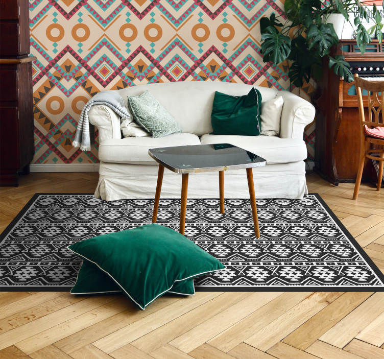 Black and white bohemian pattern ethnic rug - TenStickers