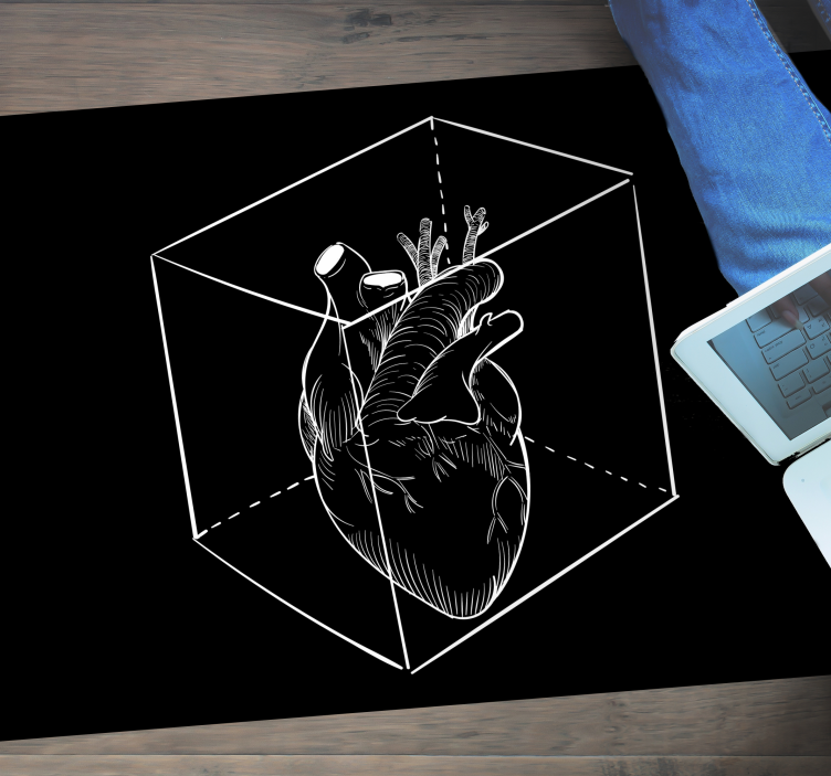 Black and white captive heart bedroom rug - TenStickers