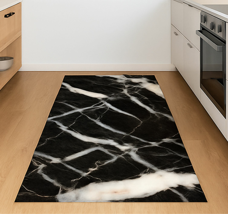 Black and white effect marble vinyl rug - TenStickers