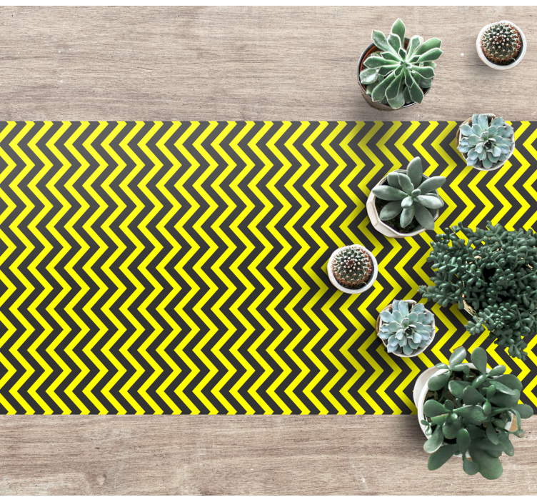 Black and yellow zigzag design bedroom rug - TenStickers