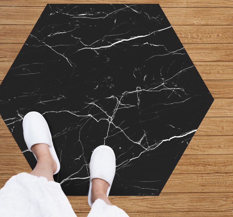 Black marble  modern vinyl rug - TenStickers