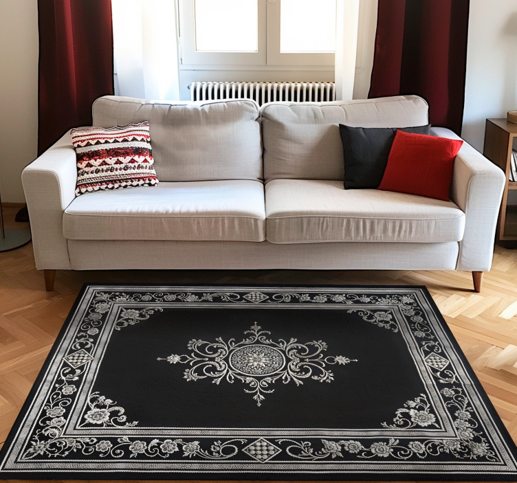 Black vinyl rug in timeless oriental style - TenStickers